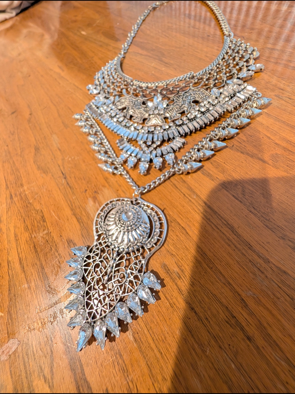 Silver Statement Filigree Pendant Necklace - Women Jewelry